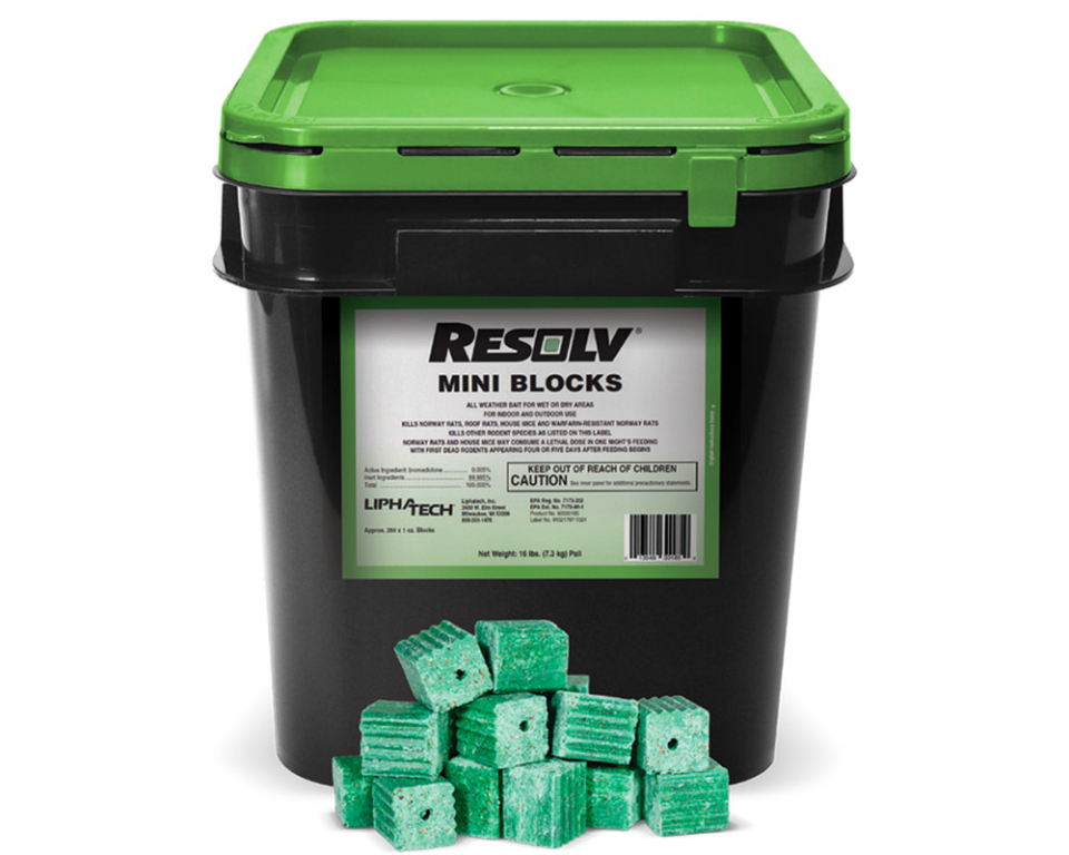Wildlife Control Supplies: Resolv Mini Blocks - 16 Lb Pail - 250